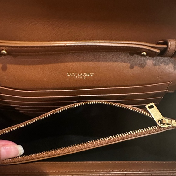 YSL Brown Quilted Wallet on chain - Picture 13 of 14